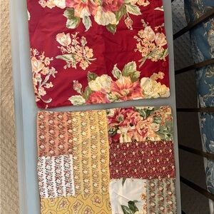 April Cornell Floral / Patchwork Accent Pillow covers - Red and Multicolor